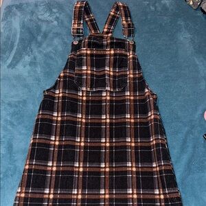 Art Class Plaid Pinafore Dress - Black and Brown